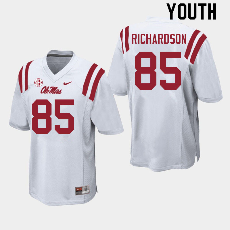 Youth #85 Jamar Richardson Ole Miss Rebels College Football Jerseys Sale-White - Click Image to Close